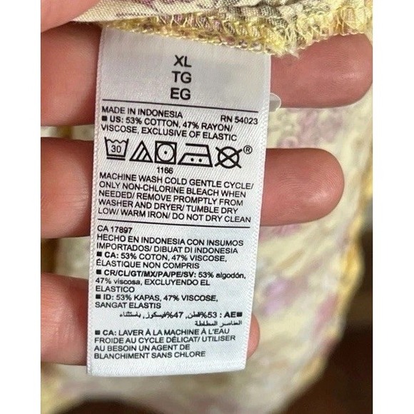 Old Navy Dress XL Milkmaid Baby Doll Maxi Yellow Floral Cottagecore Boho Peasant - Picture 10 of 10
